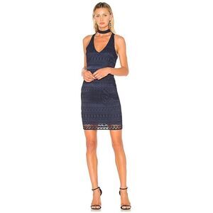 NWT Revolve Likely Navy Lace Drew Sleeveless V-Neck Choker Mini Dress, Size 4